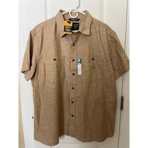 🆕 Carhartt Rugged Flex Relaxed Fit Shirt Men's XL Tan Short Sleeve Button Up